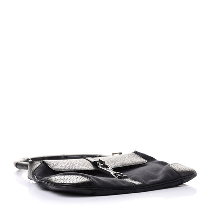 Gucci Canvas Calfskin Bamboo Handle Jackie O Hobo Black 7 of 18