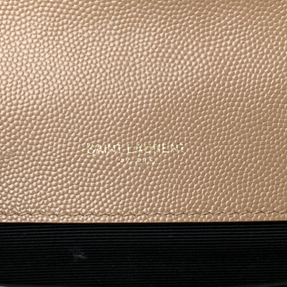 Saint Laurent Grain De Poudre Textured Mixed Matelasse Medium Triquilt Monogram Satchel Dark Beige 6 of 23