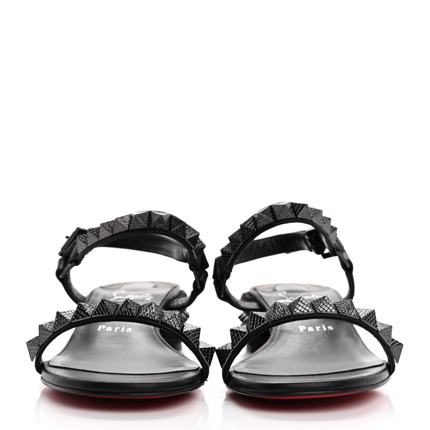 Christian Louboutin Waxed Calfskin Pyrasand 30mm Strappy Sandals 38 Black 3 of 9
