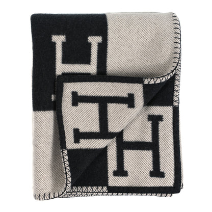 Hermes Wool Cashmere Signature Avalon Blanket Black 2 of 3