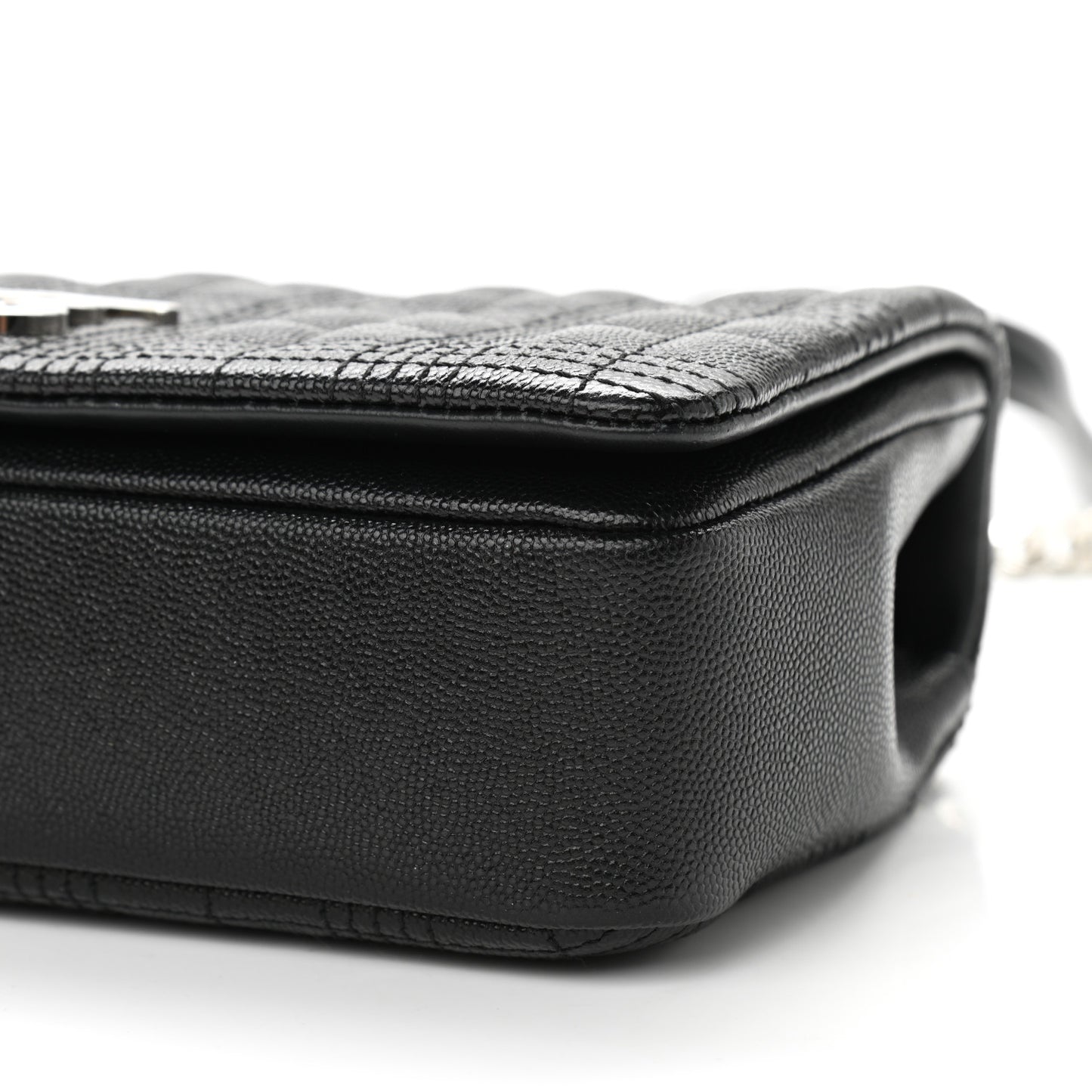 Grainy Calfskin Quilted Small Lola Bag Black