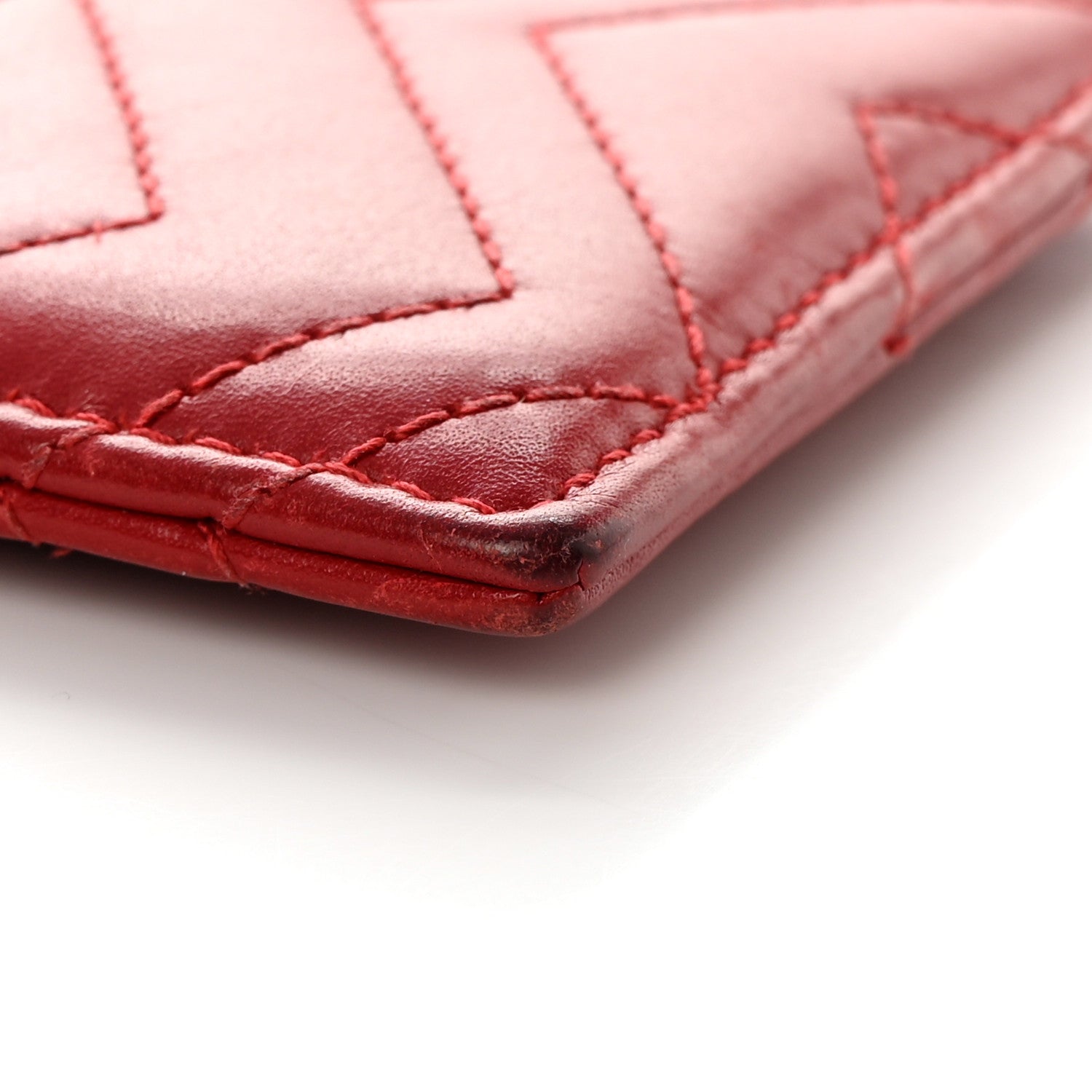 Gucci Calfskin Matelasse GG Marmont Card Holder Hibiscus Red 10 of 11