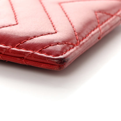Gucci Calfskin Matelasse GG Marmont Card Holder Hibiscus Red 10 of 11