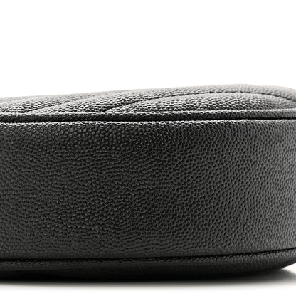Saint Laurent Grain De Poudre Matelasse Chevron Quilted Round Vinyle Camera Bag Black 9 of 11