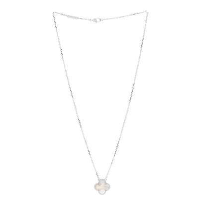 Van Cleef & Arpels 18K White Gold Mother of Pearl Vintage Alhambra Pendant Necklace 3 of 5