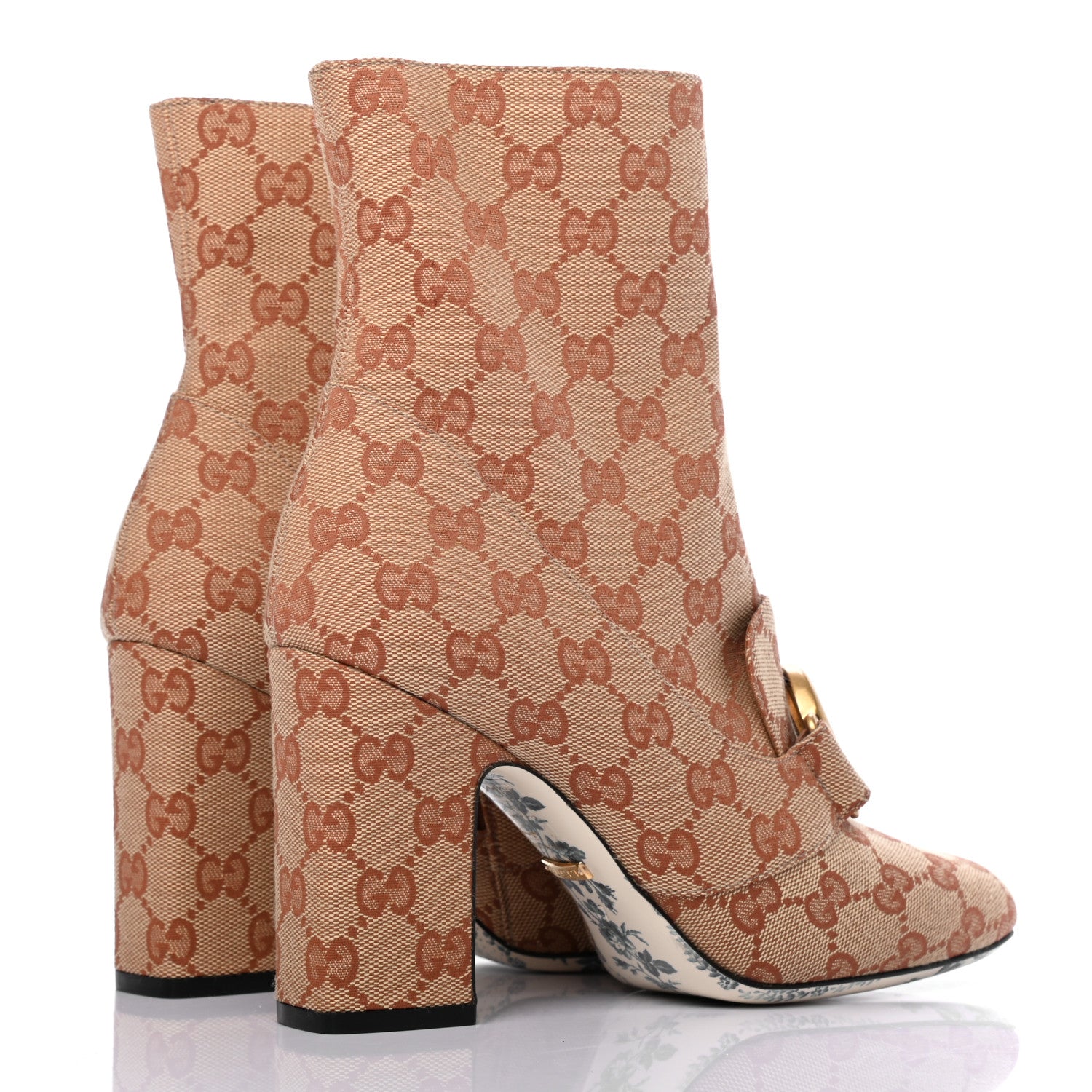 Gucci Monogram Malaga Kid GG Victoire 95mm Ankle Boots 37 Beige Ruggine Rust 4 of 9