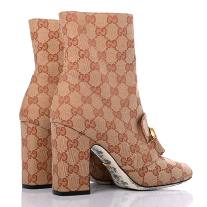 Gucci Monogram Malaga Kid GG Victoire 95mm Ankle Boots 37 Beige Ruggine Rust 4 of 9