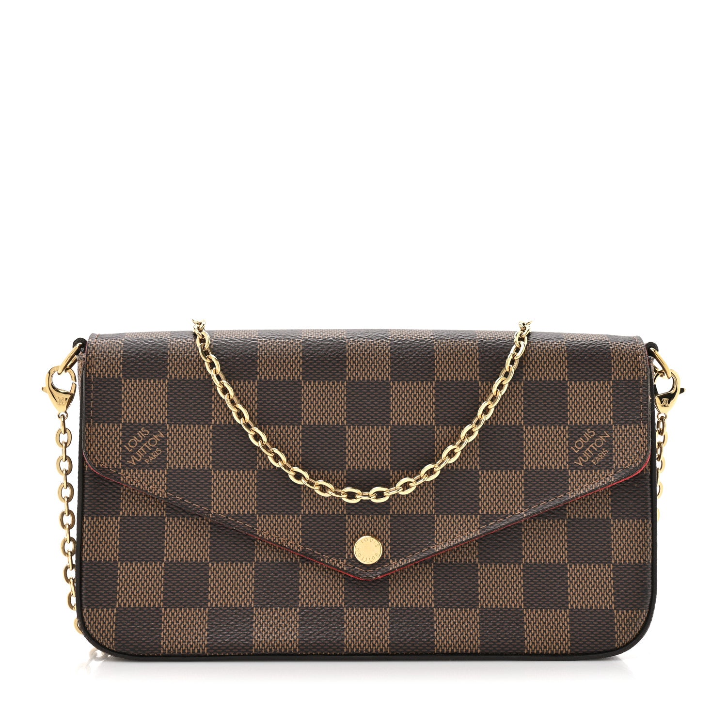 Louis Vuitton Damier Ebene Pochette Felicie Chain Wallet 1 of 15