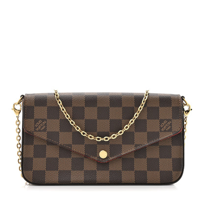 Louis Vuitton Damier Ebene Pochette Felicie Chain Wallet 1 of 15