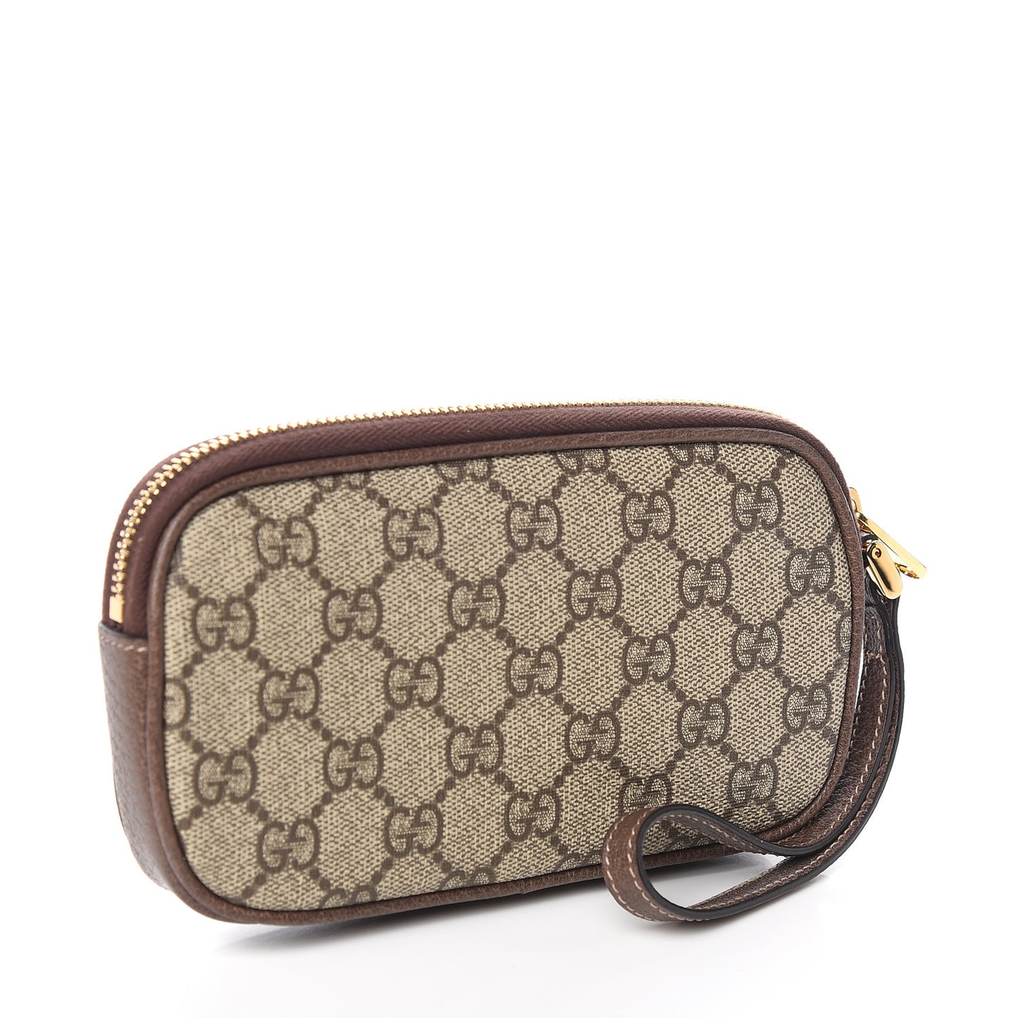 GG Supreme Monogram Ophidia Phone Case Wristlet Brown