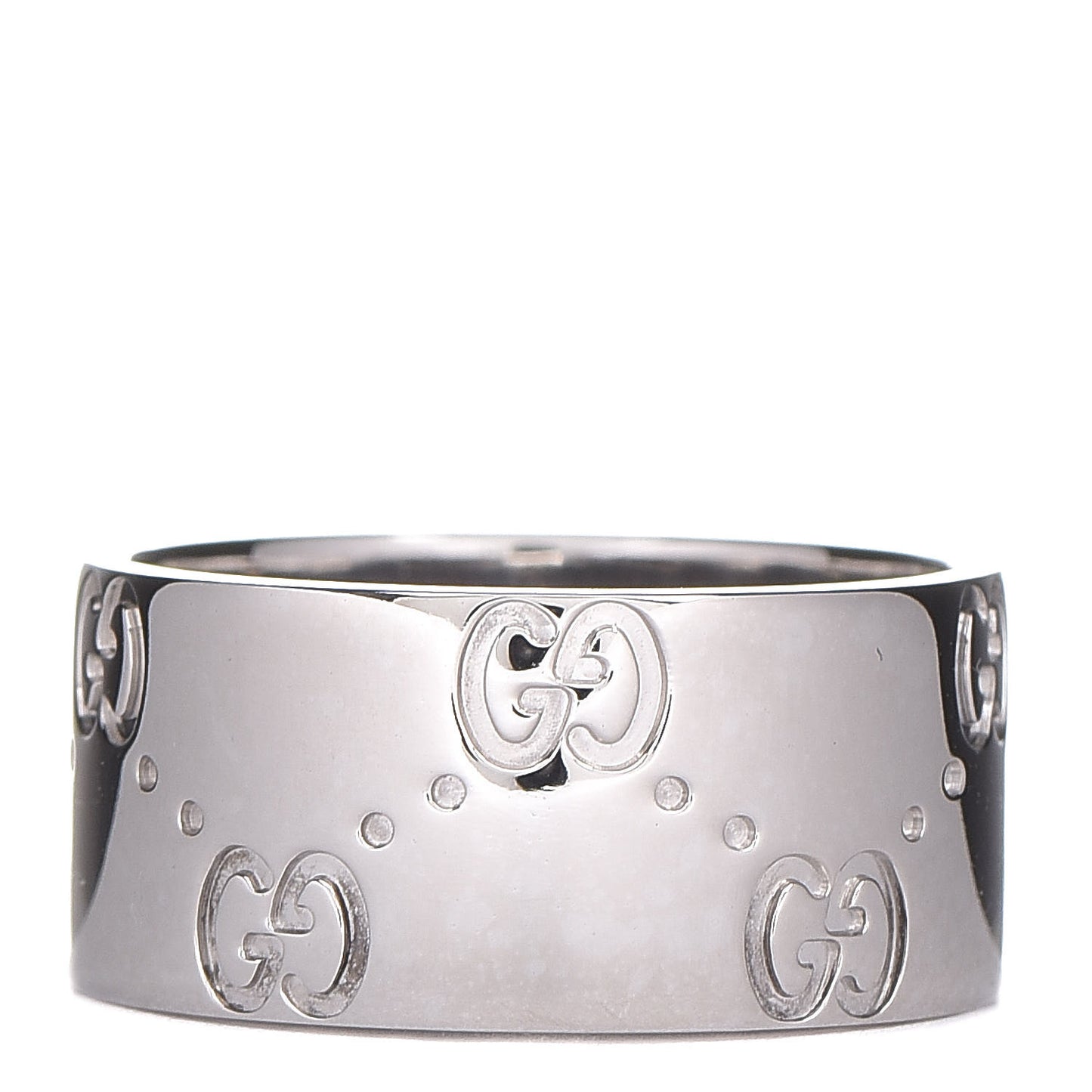 18K White Gold 9mm Icon Band Ring 50 5.5