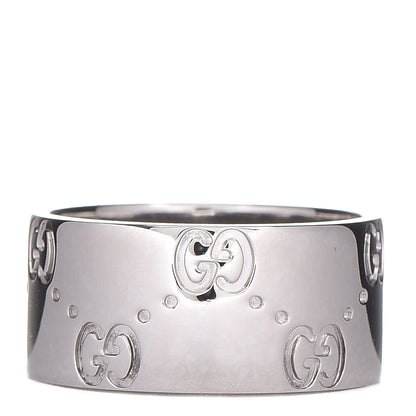 Gucci 18K White Gold 9mm Icon Band Ring 50 5.5 1 of 6