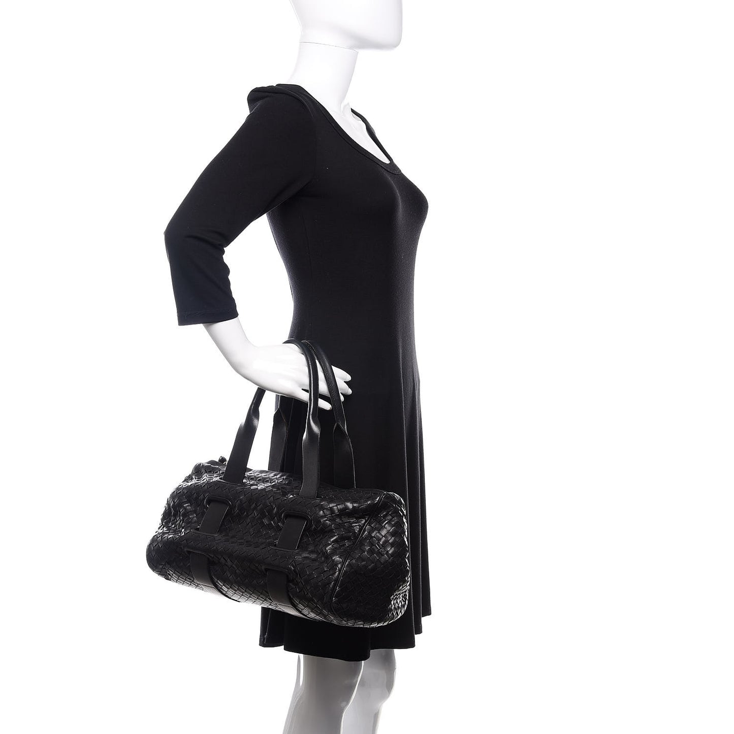 Nappa Intrecciato Accordion Satchel Black