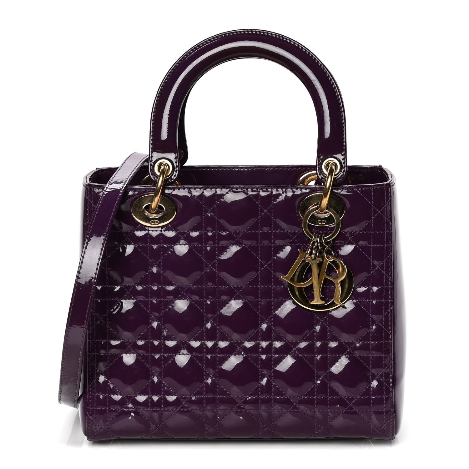 Christian Dior Patent Cannage Medium Lady Dior Purple 1 of 9