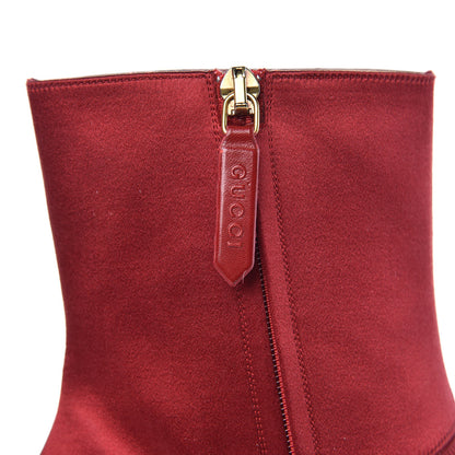 Gucci Silk Satin Malaga Kid Embroidered Candy Dragon Block-Heel Ankle Boot 38 Red 10 of 12