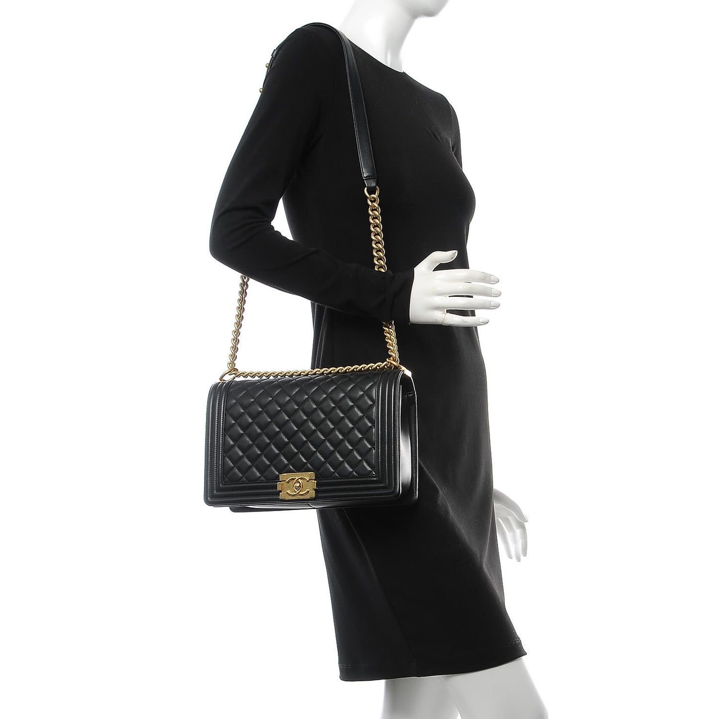 Lambskin Quilted New Medium Boy Flap Black