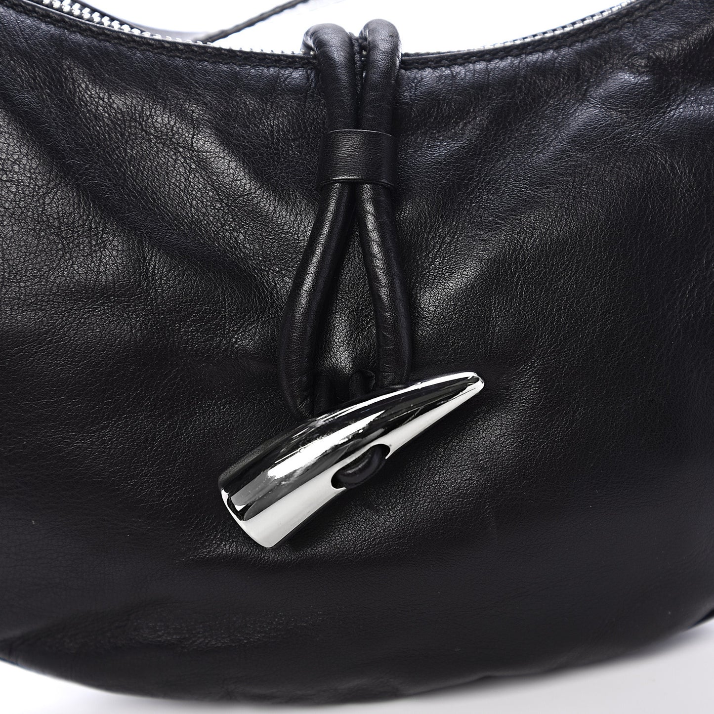 Smooth Calfskin Haymarket Check Horn Shoulder Bag Black