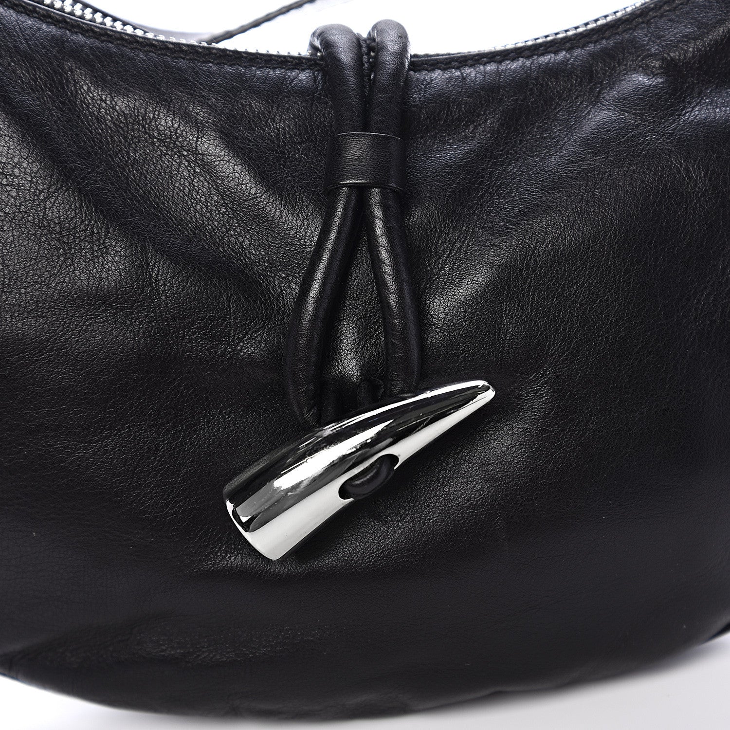 Burberry Smooth Calfskin Haymarket Check Horn Shoulder Bag Black 10 of 10