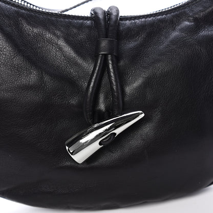 Burberry Smooth Calfskin Haymarket Check Horn Shoulder Bag Black 10 of 10