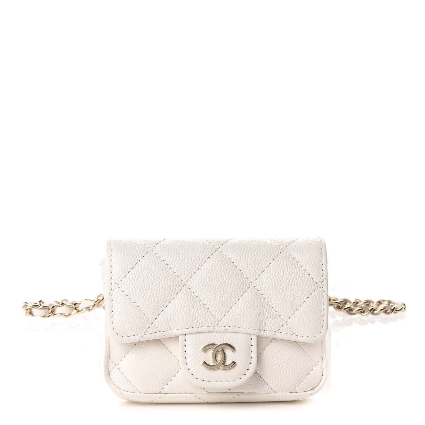 Caviar Quilted Belt Bag White