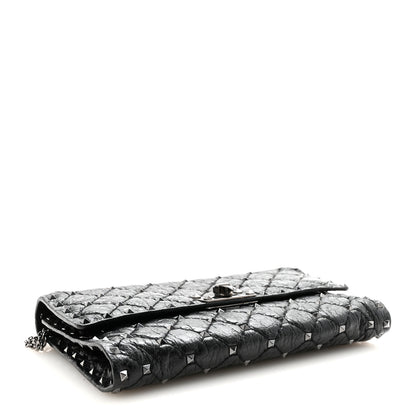 Valentino Garavani Craquele Nappa Rockstud Spike Wallet on Chain Black 4 of 9