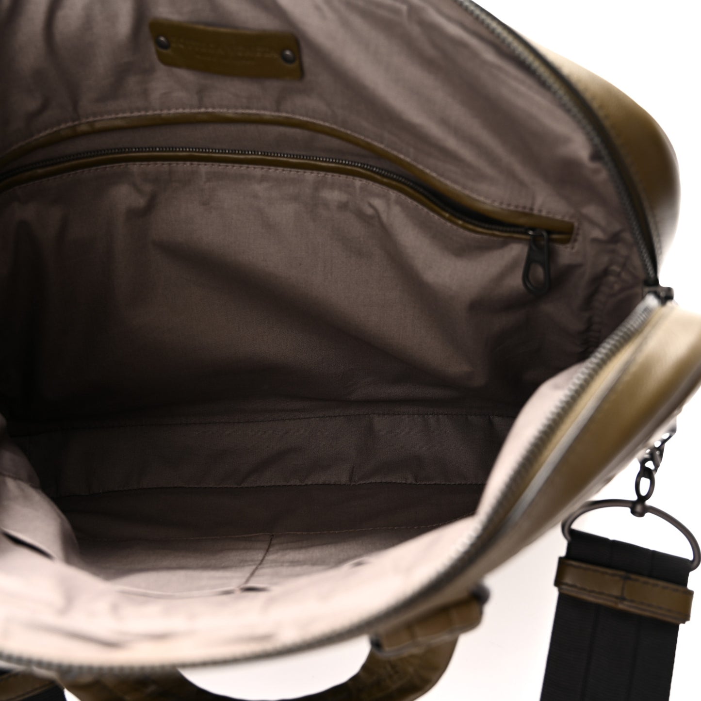 Nappa Intrecciato Medium Briefcase Khaki