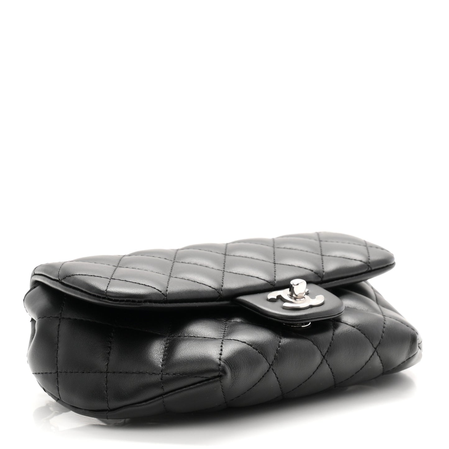 Calfskin Quilted CC Uniform Flap Belt Bag Black