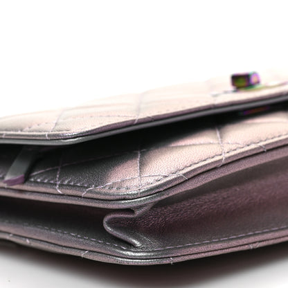 Chanel Iridescent Lambskin Quilted Reissue Wallet On Chain WOC Light Purple 8 of 9