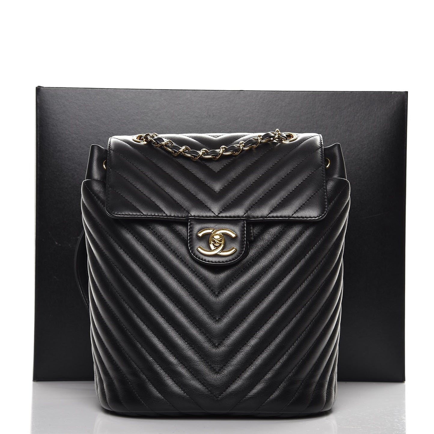 Calfskin Chevron Quilted Small Urban Spirit Backpack Black