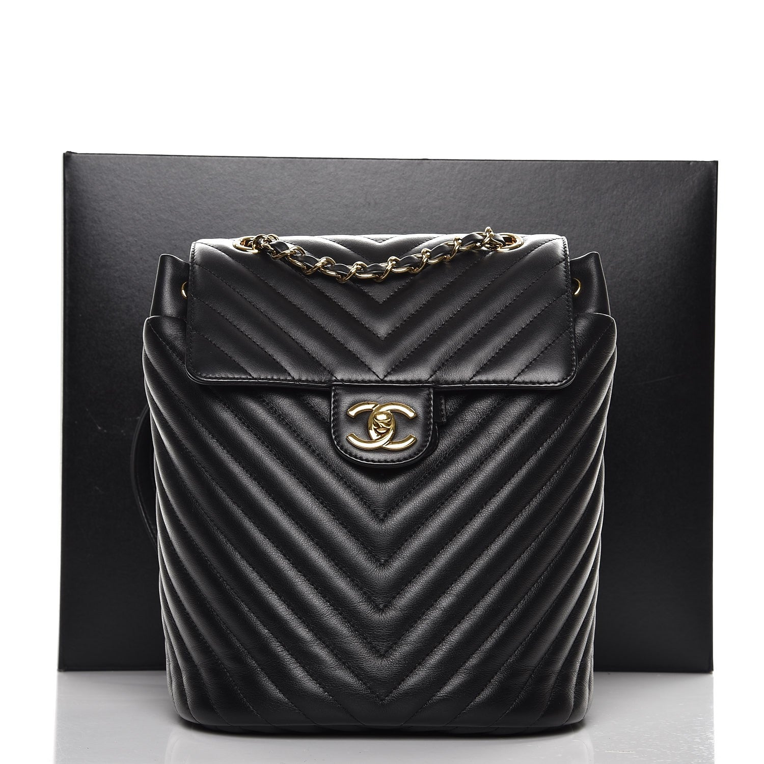 Chanel Calfskin Chevron Quilted Small Urban Spirit Backpack Black 8 of 8