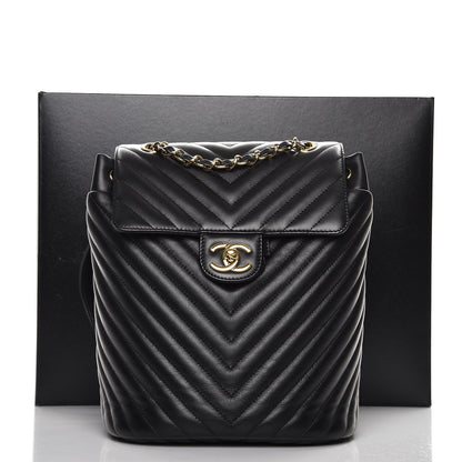 Chanel Calfskin Chevron Quilted Small Urban Spirit Backpack Black 8 of 8