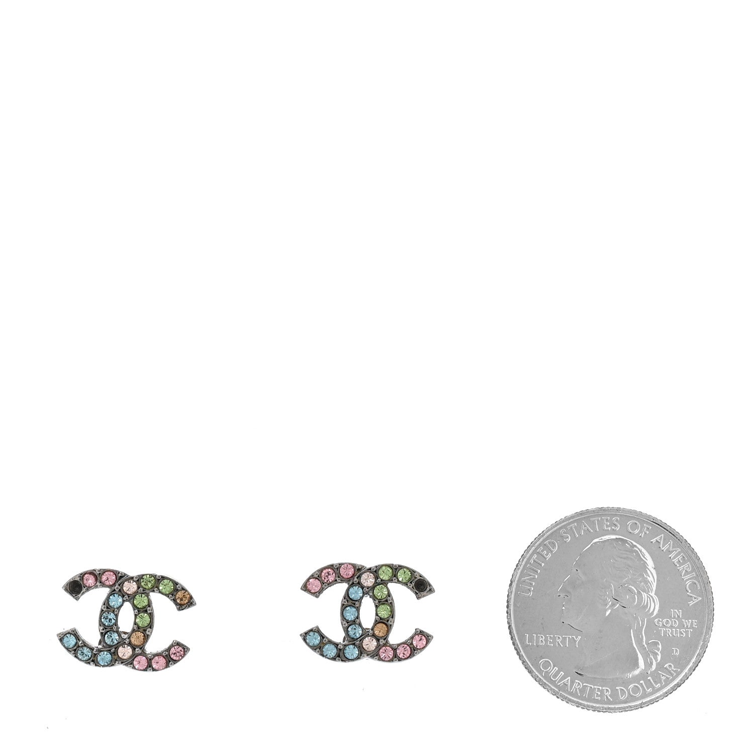 Chanel Ruthenium Crystal CC Earrings Multicolor 2 of 7
