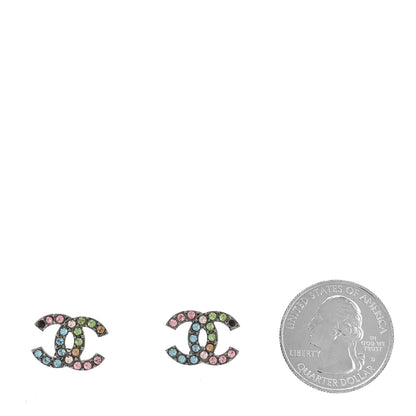 Chanel Ruthenium Crystal CC Earrings Multicolor 2 of 7