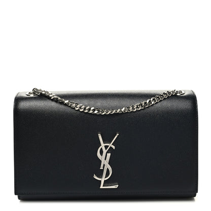 Saint Laurent Grain De Poudre Medium Classic Monogram Kate Satchel Black 1 of 9