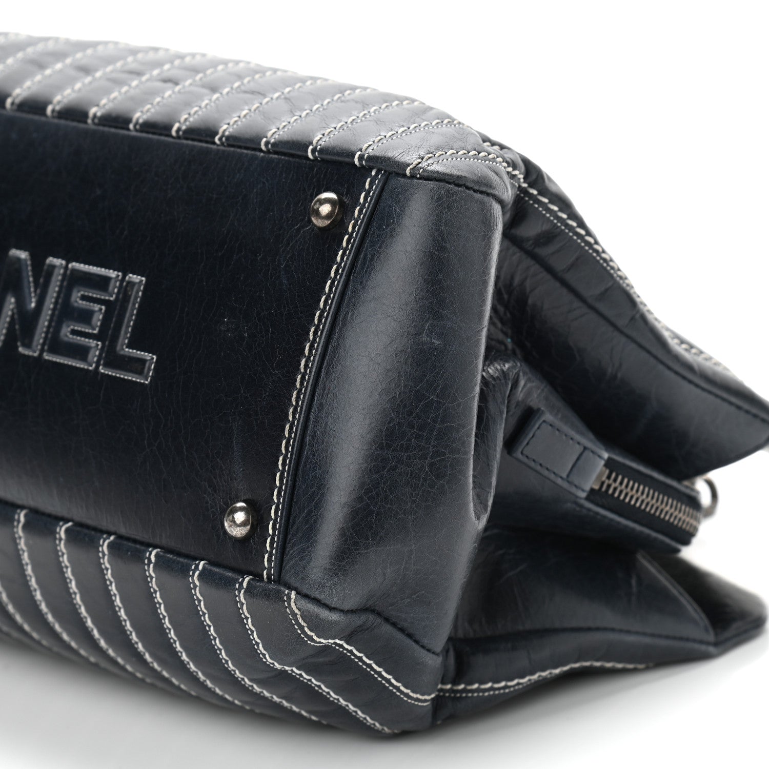 Chanel Lambskin Vertical Quilted Tote Navy 6 of 14