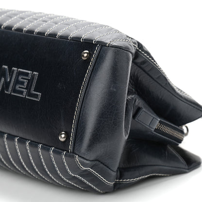 Chanel Lambskin Vertical Quilted Tote Navy 6 of 14