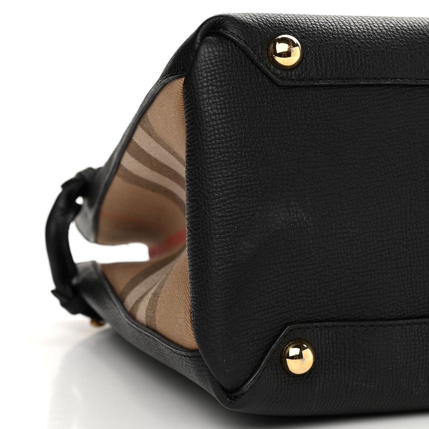 Grainy Calfskin House Check Large Banner Tote Black