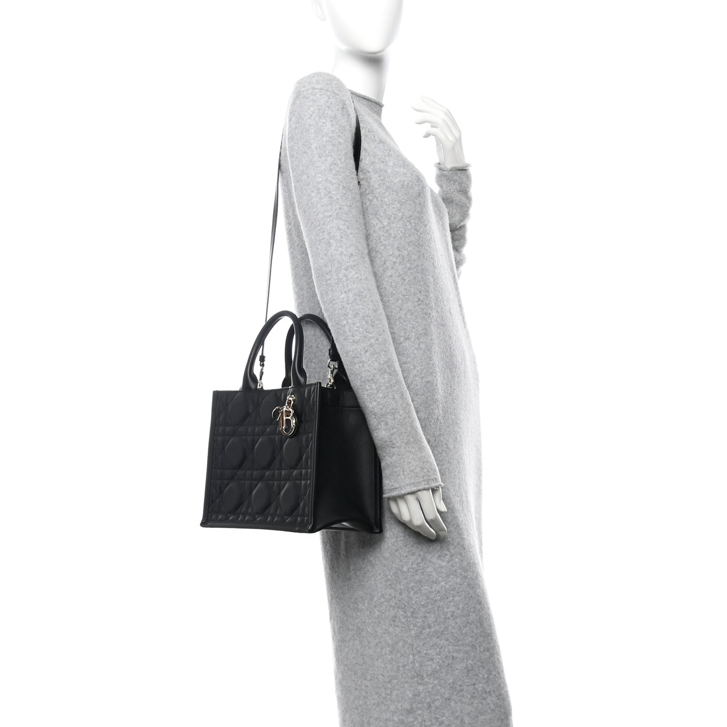 Calfskin Macro Cannage Small Book Tote  Black