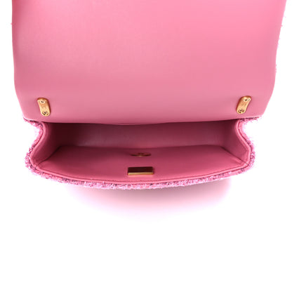 Chanel Tweed Quilted Pearl Twist Mini Square Flap Pink Dark Pink 4 of 11