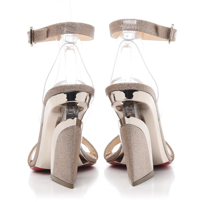 Christian Louboutin PVC Glitter Levitallo 100 Sandals 39 Nude 4 of 12