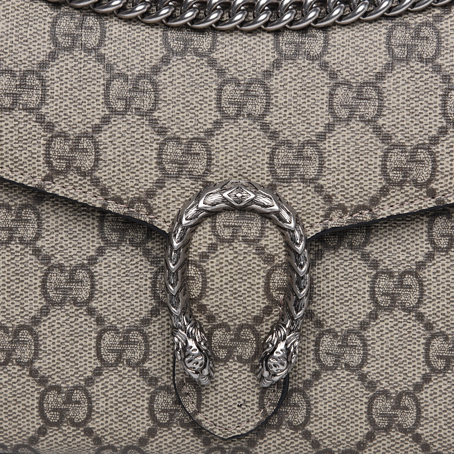 Gucci GG Supreme Monogram Mini Dionysus Chain Wallet Beige Black 9 of 9