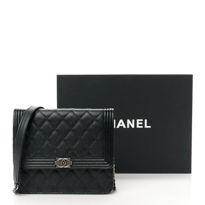 Chanel Caviar Quilted Boy Square Wallet on Chain WOC Black 12 of 12