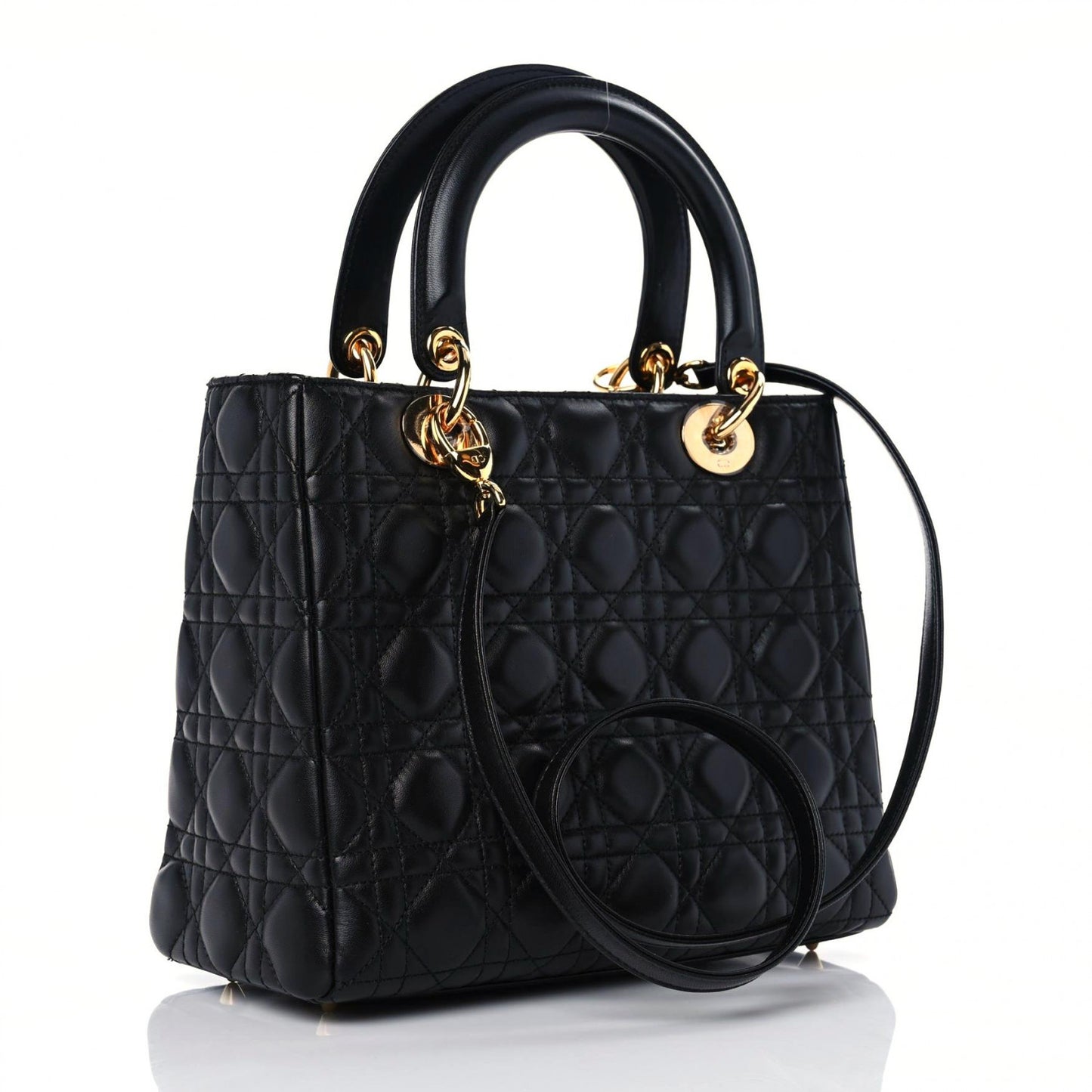 Lambskin Cannage Medium Lady Dior Black