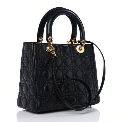 Christian Dior Lambskin Cannage Medium Lady Dior Black 3 of 15