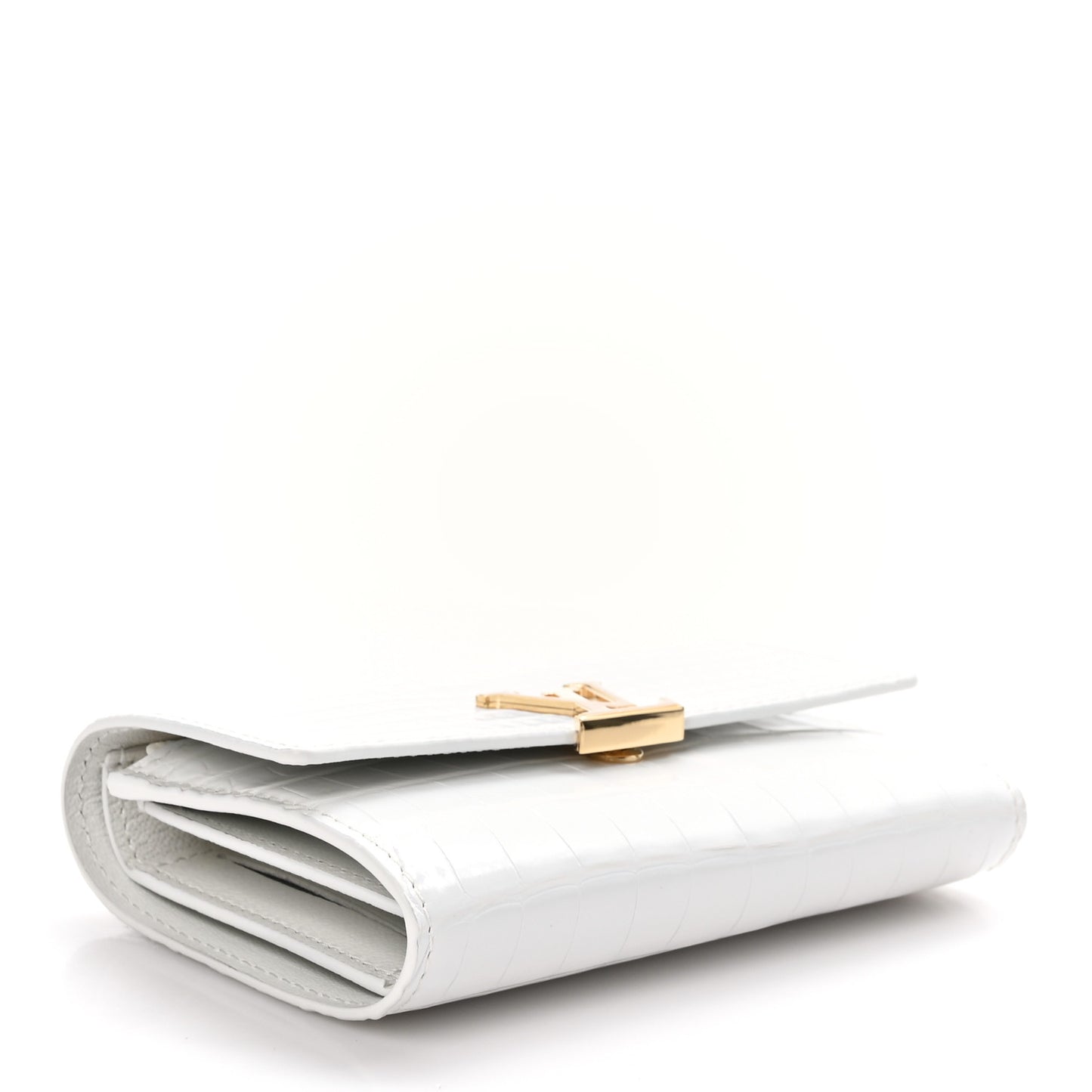 Crocodile Capucines Compact Wallet White