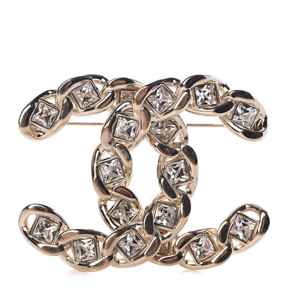 Chanel Crystal Chain CC Brooch Gold 1 of 5