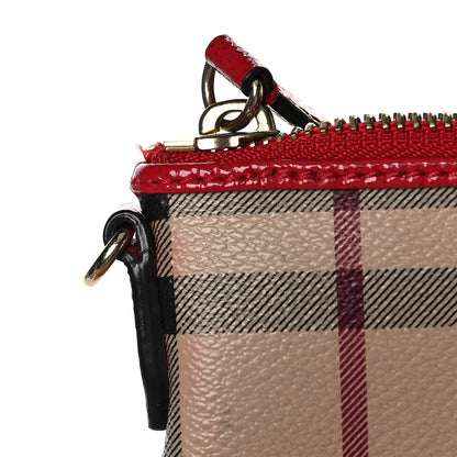 Burberry Haymarket Check Small Peyton Crossbody Clutch Bag Military Red 10 of 13