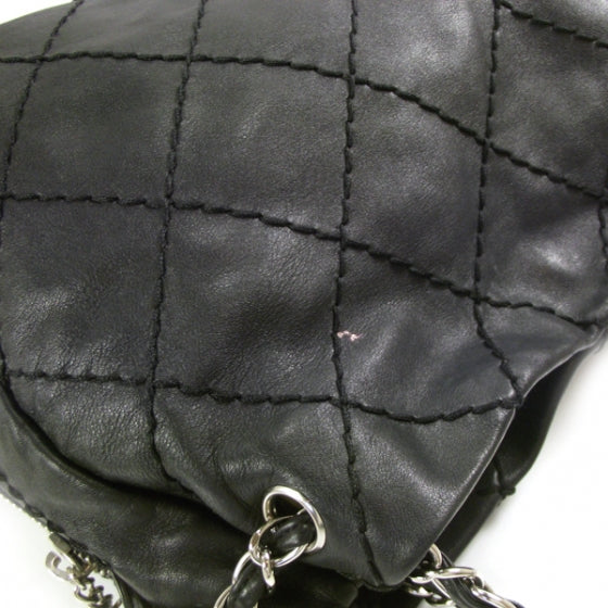 Lambskin Expandable Stitched Tote Black