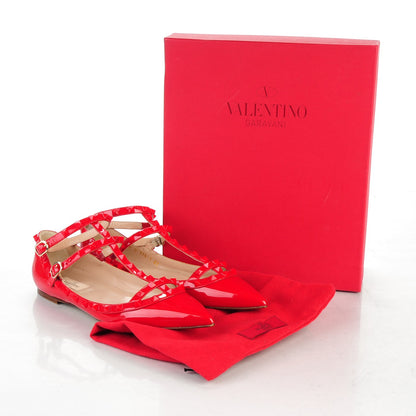 Valentino Garavani Patent Monochrome Rockstud Cage Ballerina Flats 41 Rosso Valentino 9 of 9