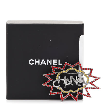 Chanel Ruthenium Crystal CC Brooch Red Yellow 5 of 5